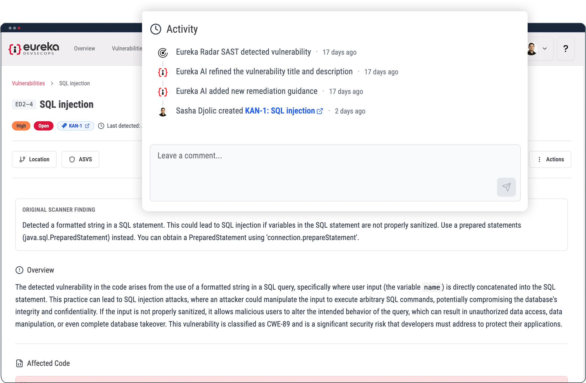 Eureka AI activity trace, refined + remediated